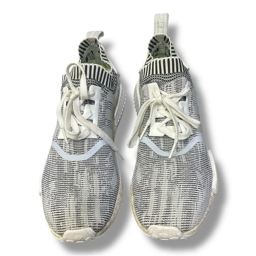 ⚪ Adidas NMD_R1 Primeknit Zebra Men’s Size 12 |‎ White Black Boost Sneakers